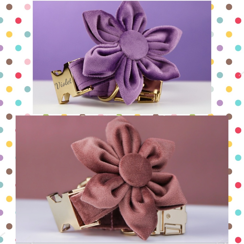 🐾🌸2 Velvet Flower Collar Bows for $16🌸🐾 🆕